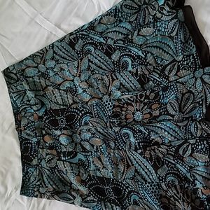 Dressbarn Floral knee length Skirt - Teal & Brown - size 8